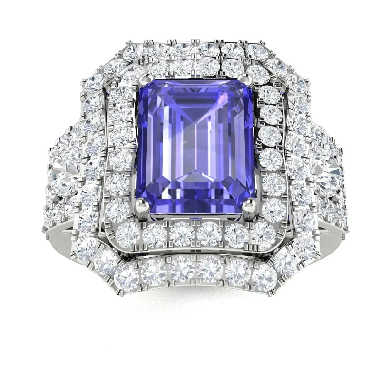 14KT Gold Emerald Cut Tanzanite and Diamond Ring (Tanzanite 2.00 cts. White Diamond 0.70 cts.)