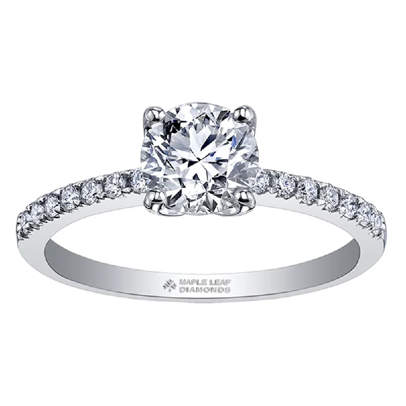 Accented Canadian Round Diamond Solitaire Ring