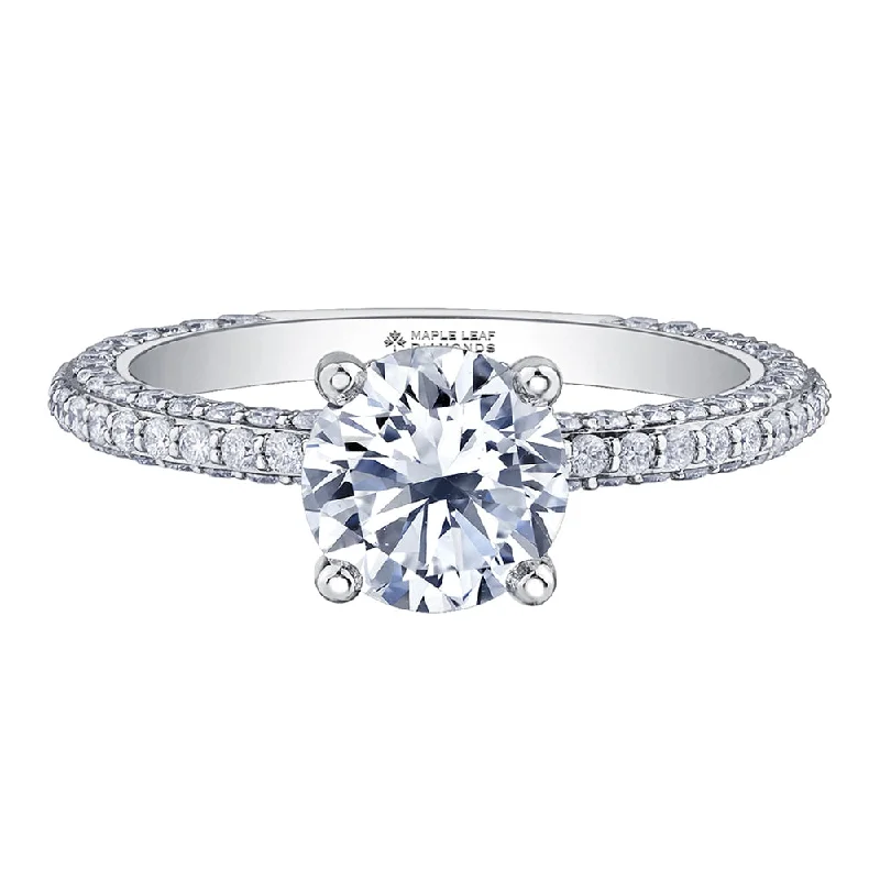 Round Canadian Diamond Solitaire with Hidden Halo and Diamond Pavé