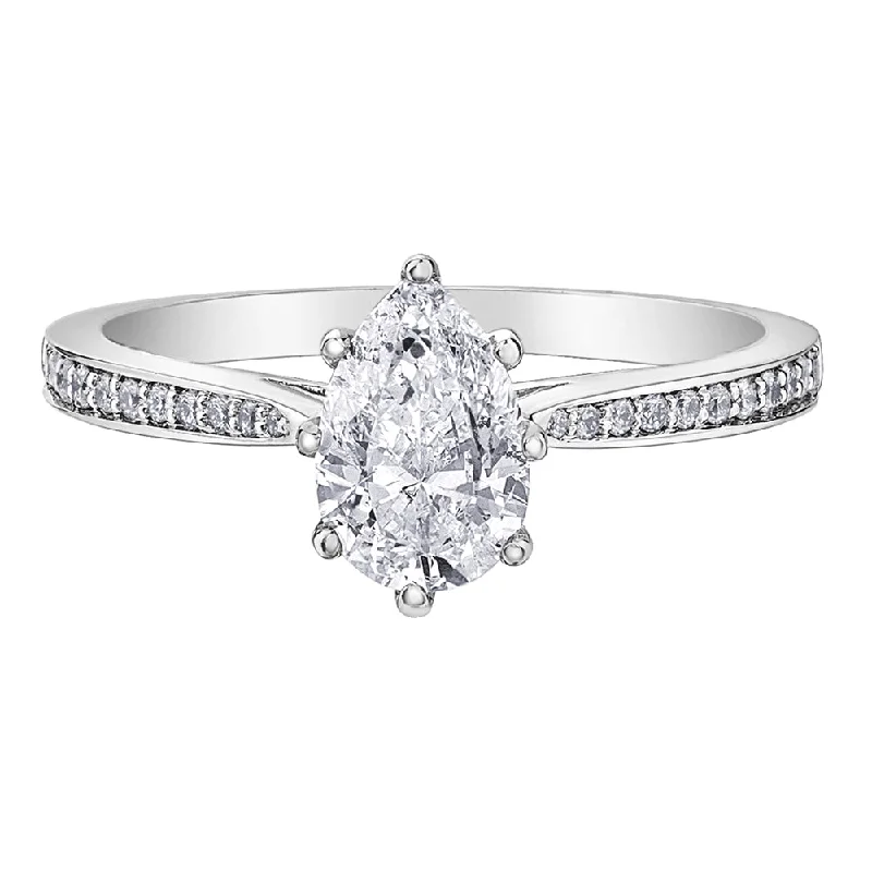 Canadian Accented Pear Shaped Diamond Ring