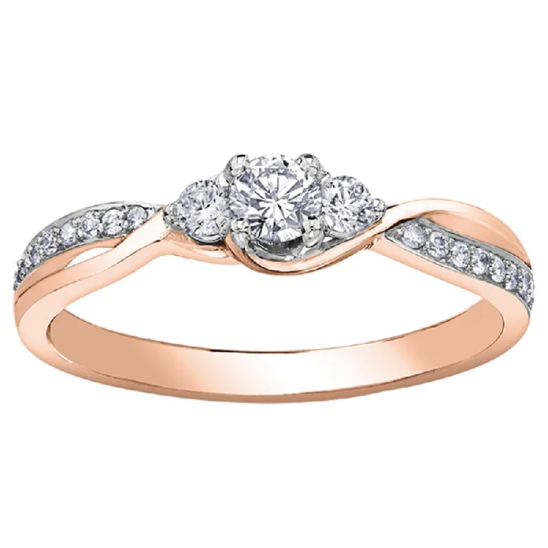 Canadian Accented Three-Stone Twist Diamond Ring