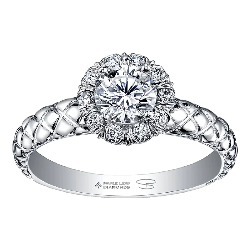 Canadian Diamond Winter Fur Halo Engagement Ring