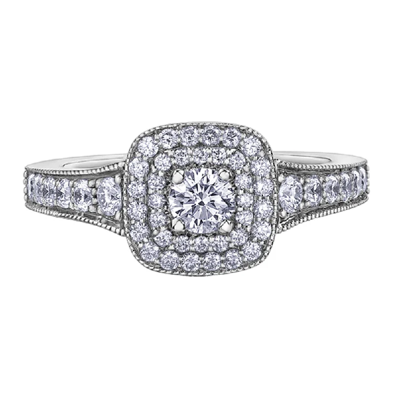 Canadian Cushion Halo Ring with Diamond Undergallery