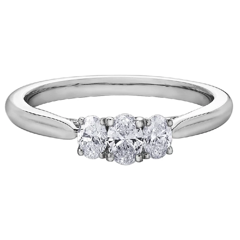 Oval Three-Stone Diamond Ring