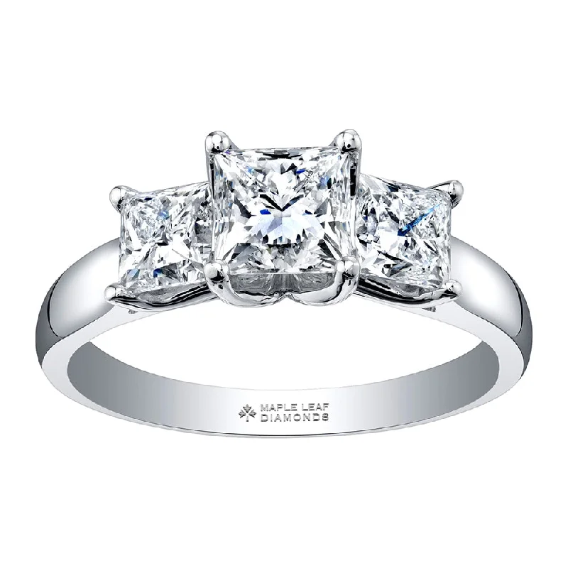 Canadian Princess Cut Three-Stone Diamond Ring