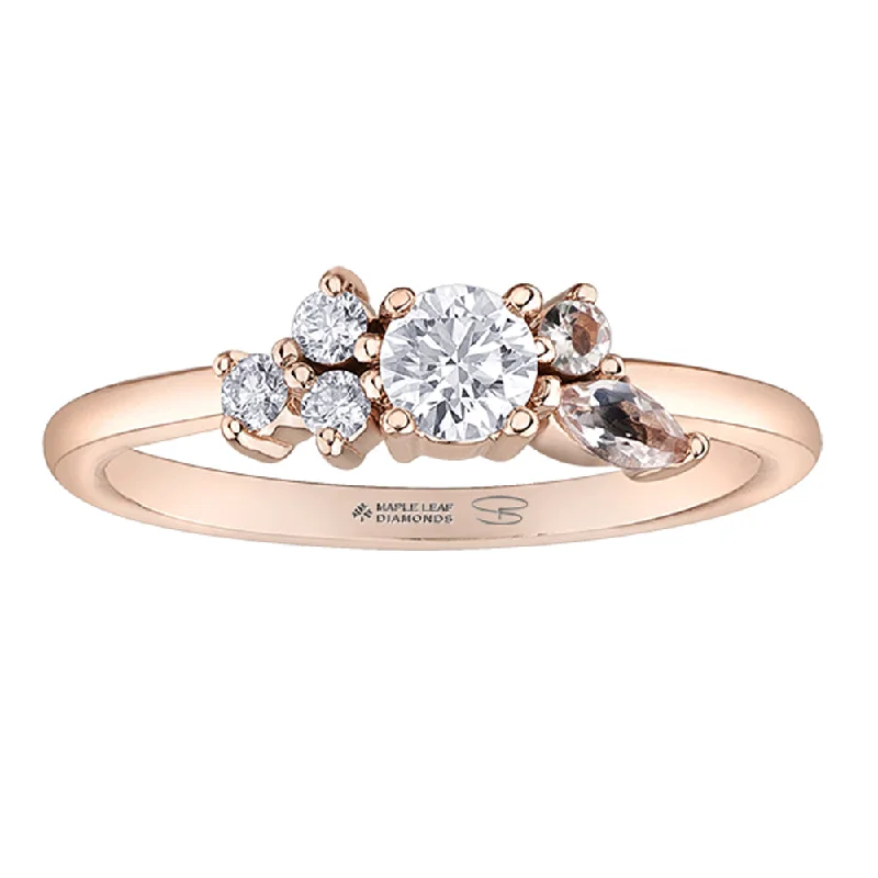 Morganite and Canadian Diamond Cluster Petal Ring