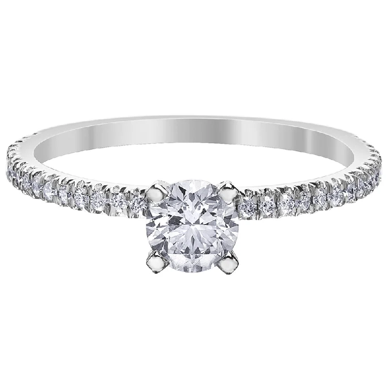 Canadian Round Diamond Ring with Accented Band