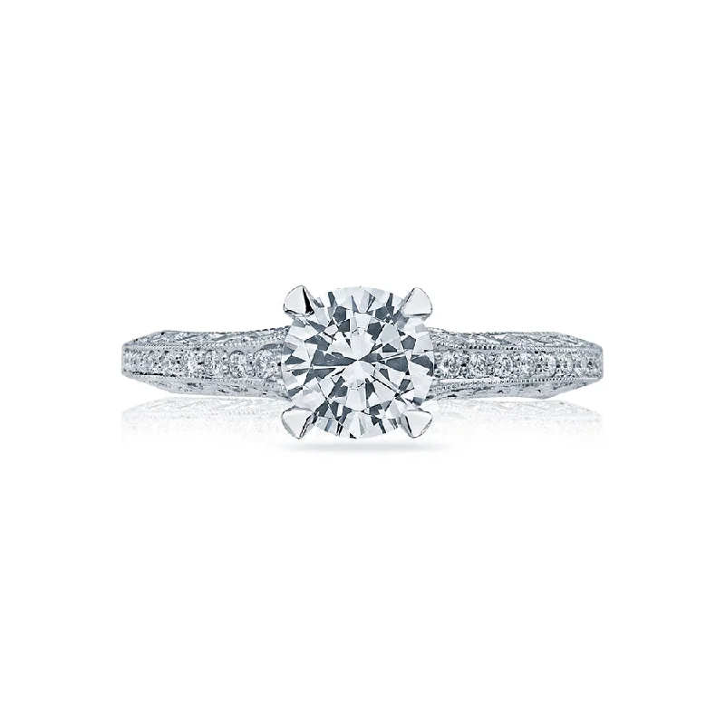 Classic Crescent Round Engagement Ring Setting