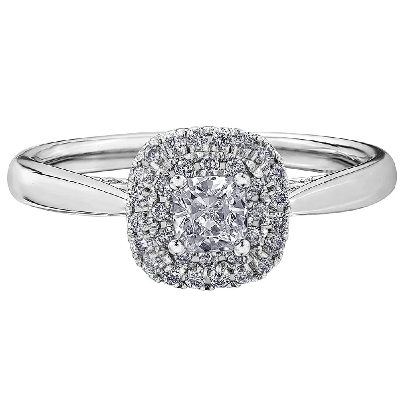 Cushion Cut Canadian Diamond Ring with Halo