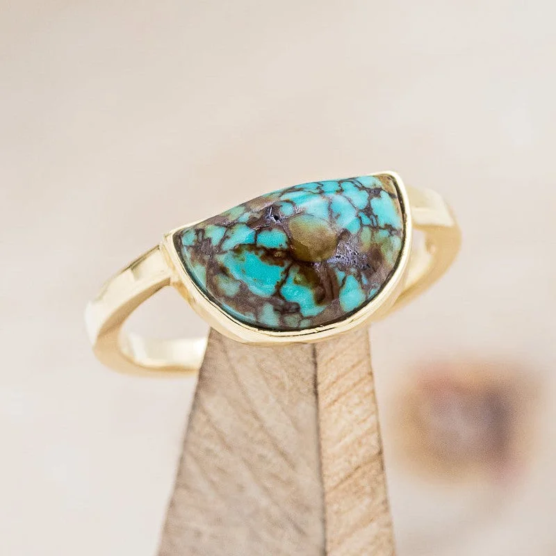 "DEMI" - HALF MOON SHAPED TURQUOISE ENGAGEMENT RING