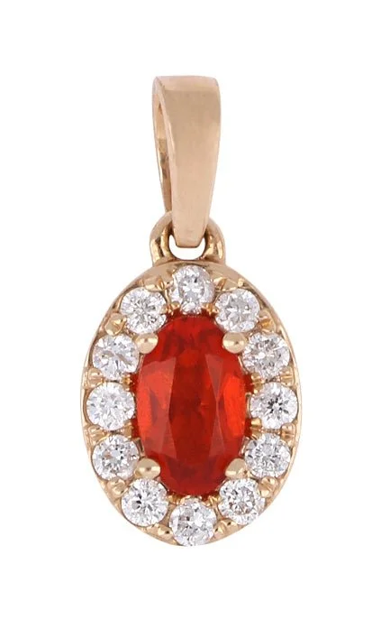 Fire Opal Ladies Pendant (Fire Opal 0.14 cts. White Diamond 0.11 cts.)