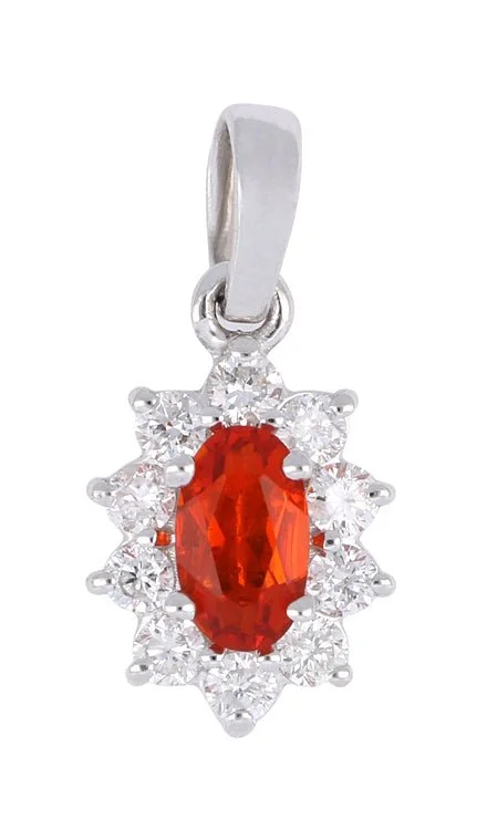 Fire Opal Ladies Pendant (Fire Opal 0.15 cts. White Diamond 0.18 cts.)