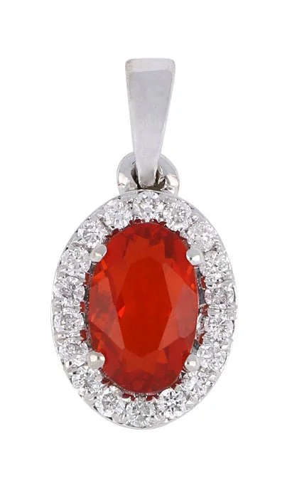 Fire Opal Ladies Pendant (Fire Opal 0.3 cts. White Diamond 0.09 cts.)