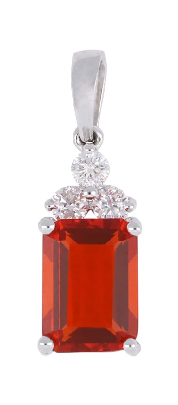 Fire Opal Ladies Pendant (Fire Opal 0.76 cts. White Diamond 0.09 cts.)