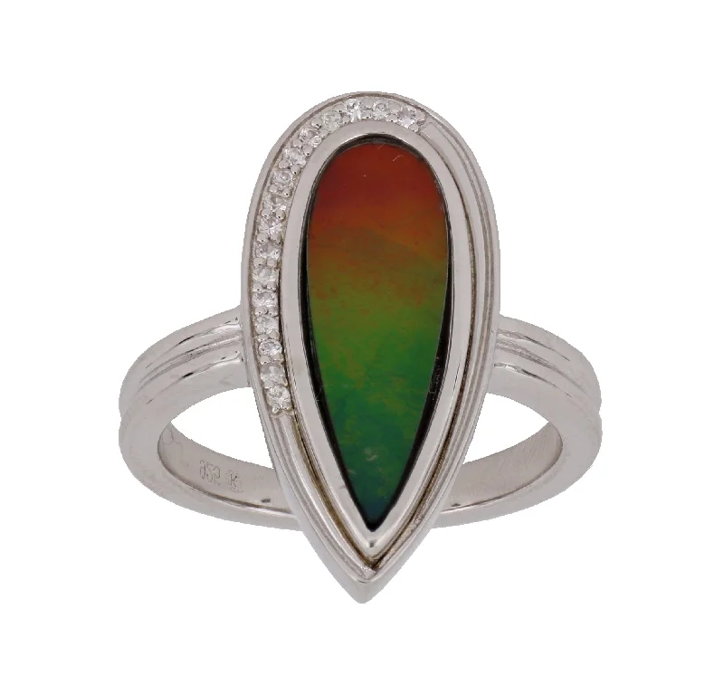 KORITE Ammolite Ladies Ring (Ammolite White Sapphire)