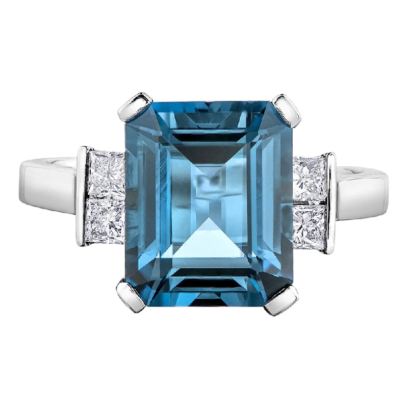 London Blue Topaz Ring with Canadian Diamond Accents