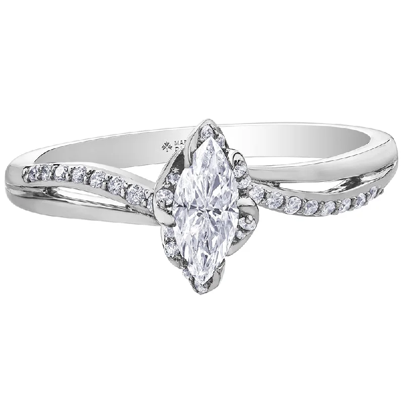 Marquise Canadian Diamond Ring with Accented Twist Design