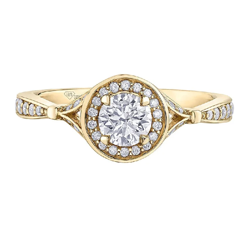 Modern Canadian Diamond Halo Ring