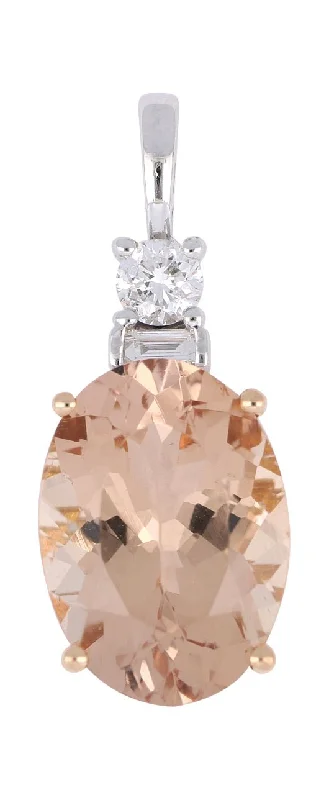 Morganite Ladies Pendant (Morganite 5.49 cts. White Diamond 0.04 cts. White Diamond 0.19 cts.)