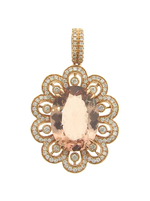 Morganite Ladies Pendant (Morganite 6.88 cts. White Diamond 0.71 cts.)