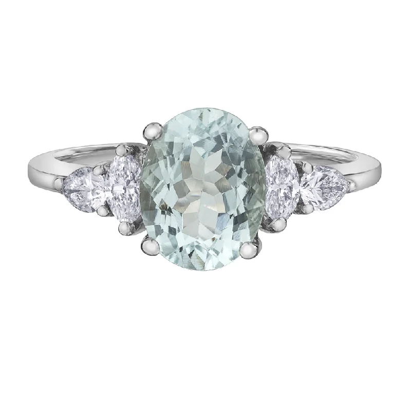 Oval Aquamarine and Diamond Ring