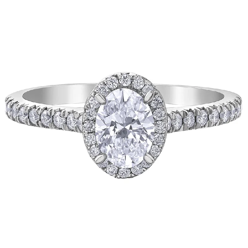 Oval Canadian Diamond Engagement Ring with Halo