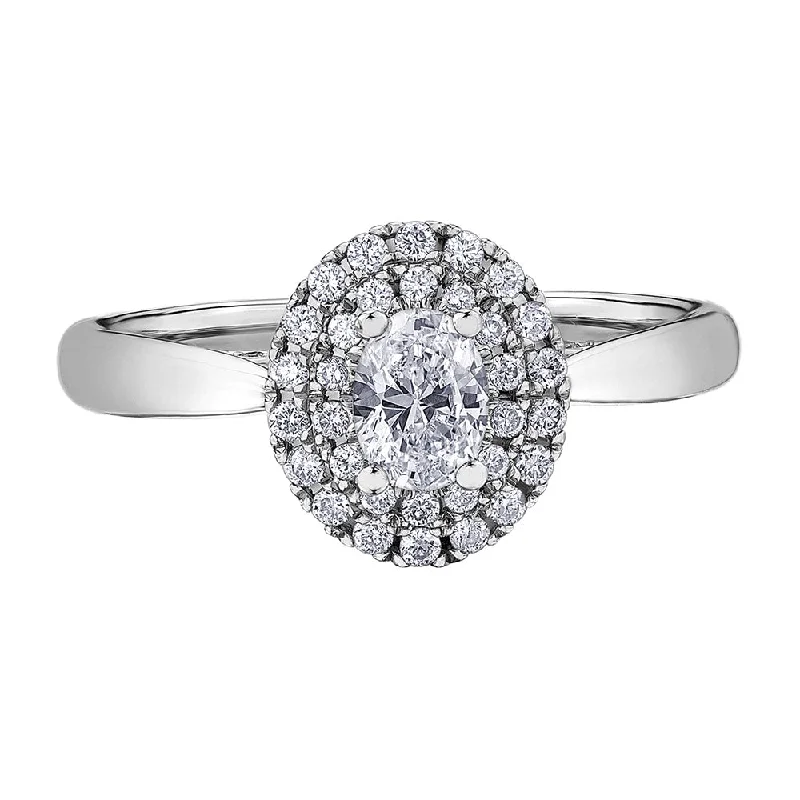 Oval Diamond Ring With Double Halo