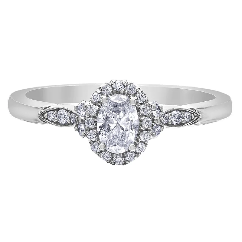 Oval Diamond Ring with Halo and Accents