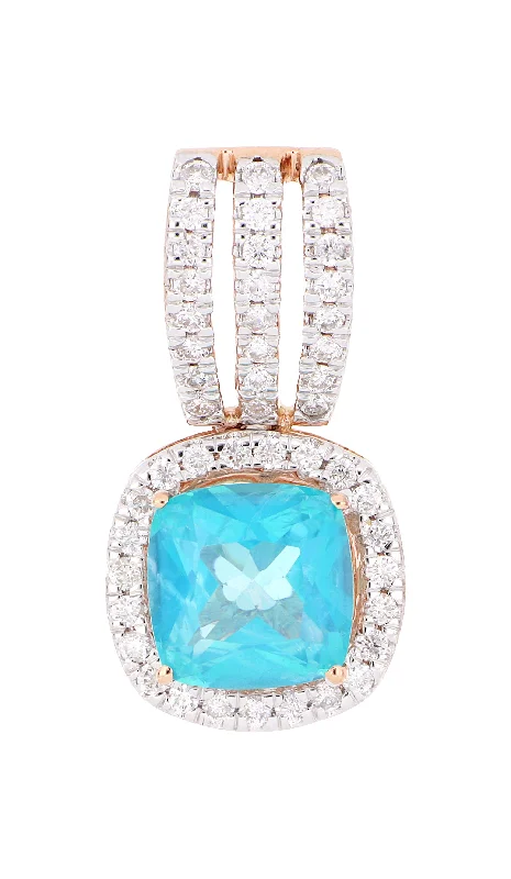 Paraiba Topaz Ladies Pendant (Paraiba Topaz 2.54 cts. White Diamond 0.4 cts.)