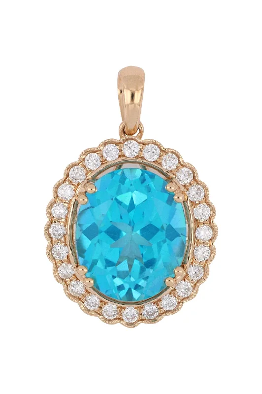 Paraiba Topaz Ladies Pendant (Paraiba Topaz 5.65 cts. White Diamond 0.38 cts.)