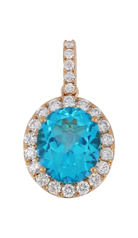 Paraiba Topaz Ladies Pendant (Paraiba Topaz 6.04 cts. White Diamond 0.76 cts.)