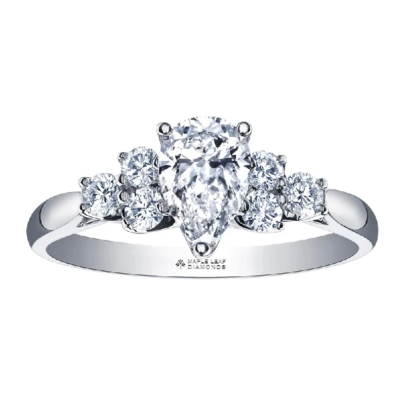 Pear-Shaped Canadian Diamond Engagement Ring with Accents