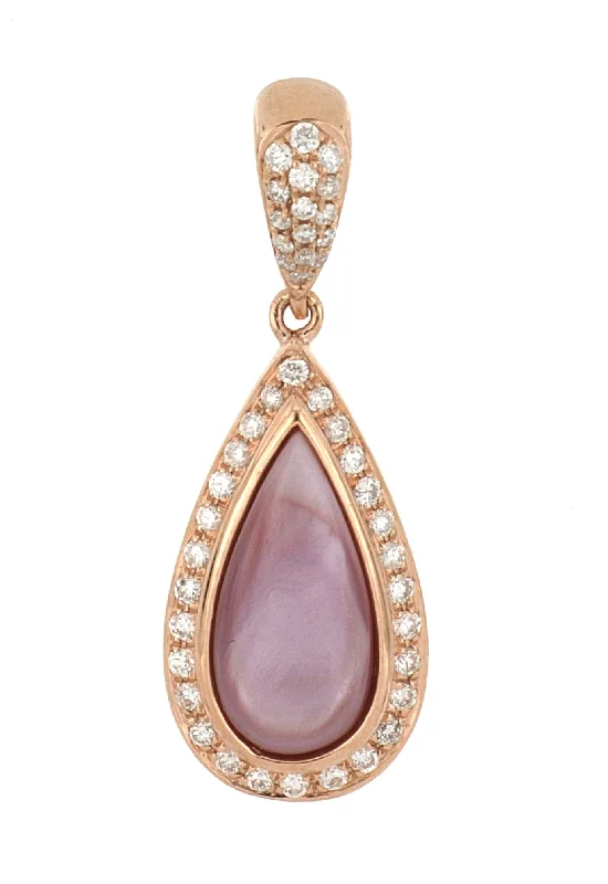 Pink Mother of Pearl Ladies Pendant (White Diamond 0.26cts)