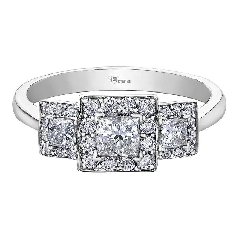 Princess Cut Canadian Diamond Three-Stone Ring