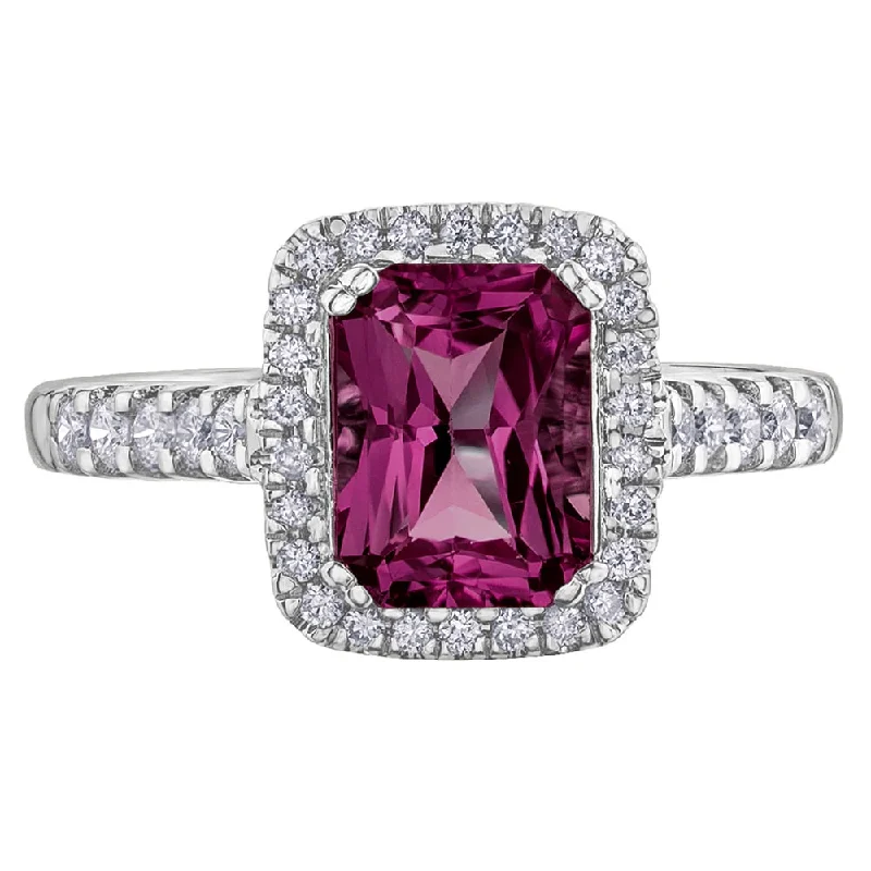 Radiant Cut Garnet and Diamond Ring