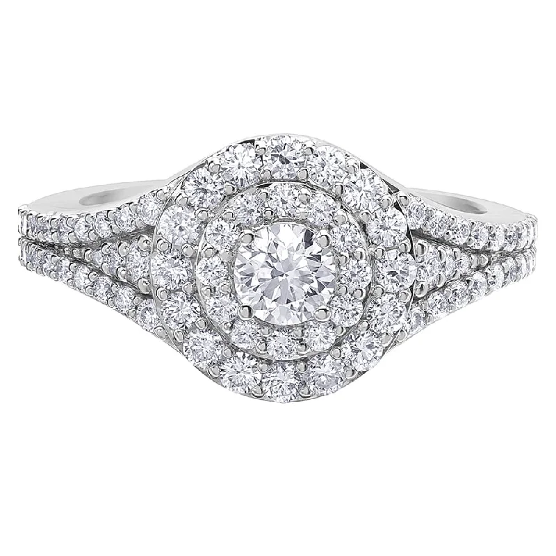 Round Canadian Diamond Ring with Double Halo