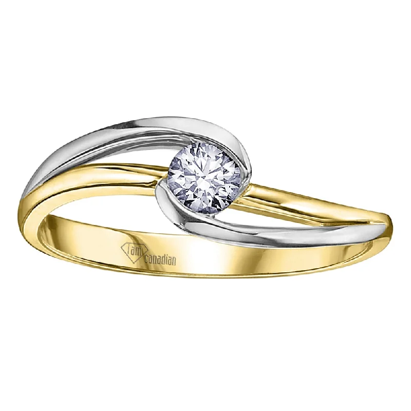 Round Canadian Diamond Solitaire Ring in Bypass Setting