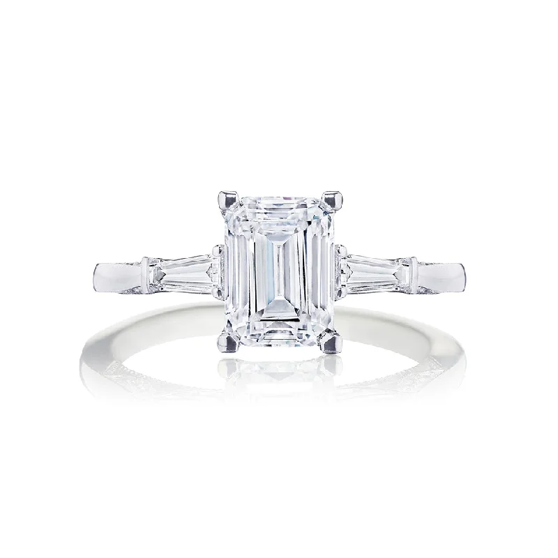 Simply Tacori Emerald Cut Three Stone Engagement Ring Setting