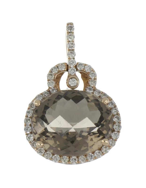 Smokey Topaz Ladies Pendant (Smokey Topaz 4.03 cts White Diamonds 0.22 cts)