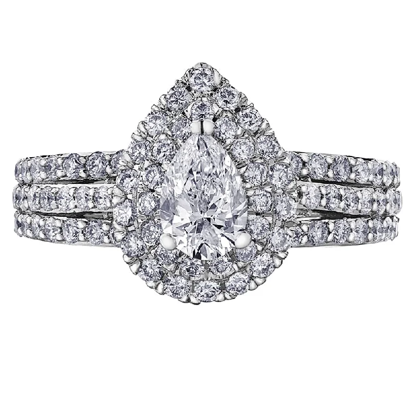 Triple Banded Canadian Pear-Shaped Diamond Ring