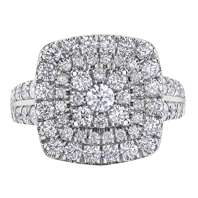 Triple Halo Diamond Ring