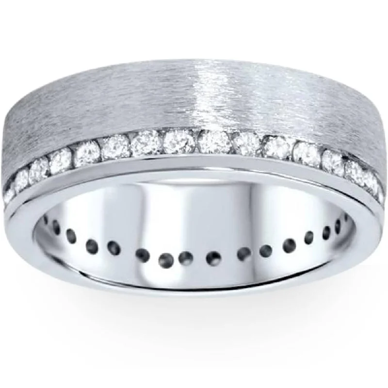 1 1/10ct Diamond Eternity Wedding Ring Brushed Band