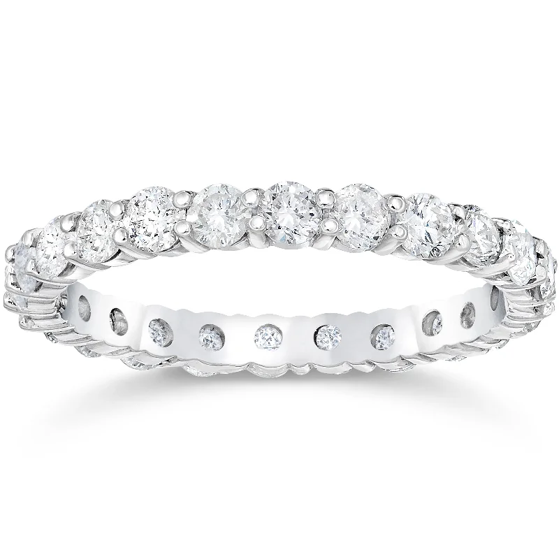 1 1/2 Ct Diamond Eternity Wedding Ring White Gold