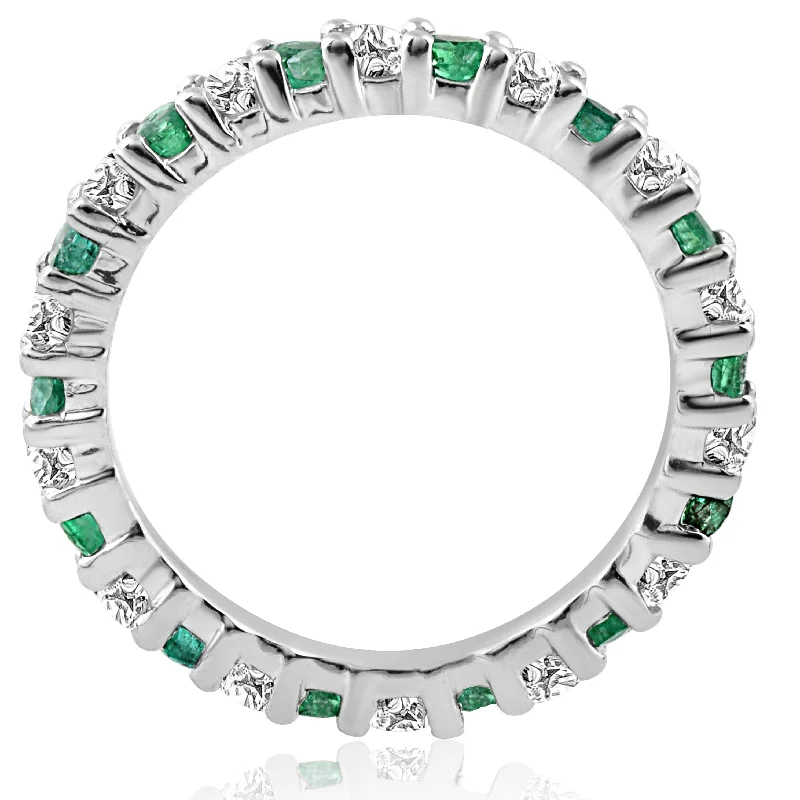 1 1/2ct Emerald Diamond Eternity Ring White Gold