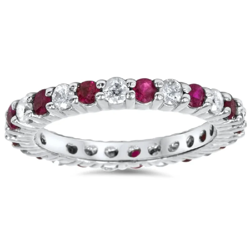 1 1/2ct Ruby & Diamond Eternity Ring White Gold