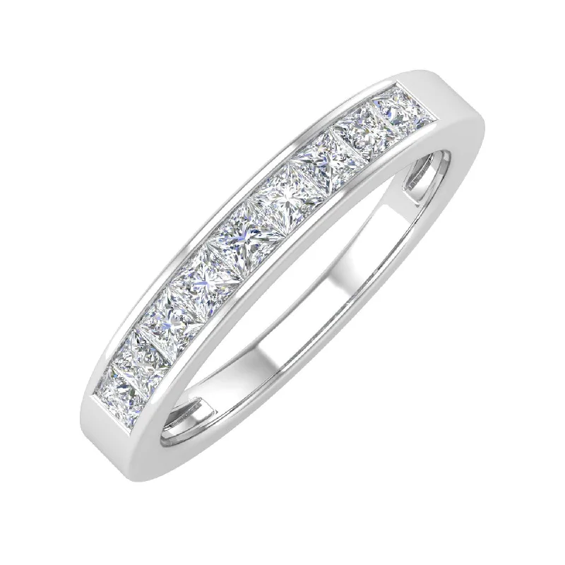 1/2 Carat Channel Set Princess Cut Diamond Wedding Band Ring in Gold