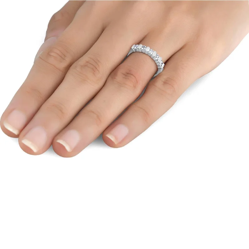 1/2ct 5-Stone Diamond Bar Set Wedding White Gold Bridal Ring