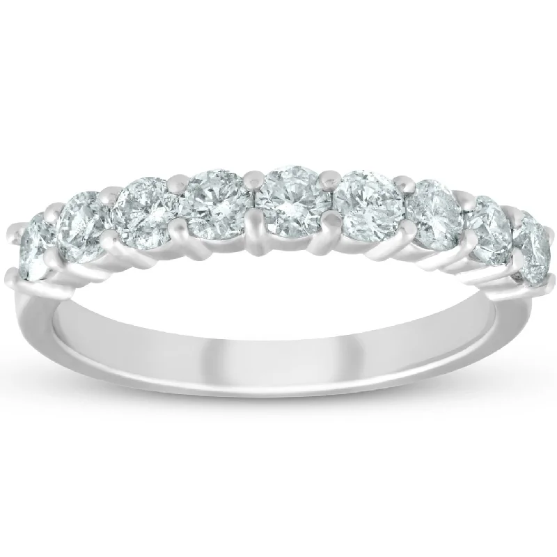 1/2ct Diamond 9-Stone Womens Wedding Ring White Gold