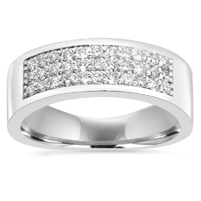 1/2Ct Round Diamond Pave Wedding Anniversary Ring White Gold Lab Grown