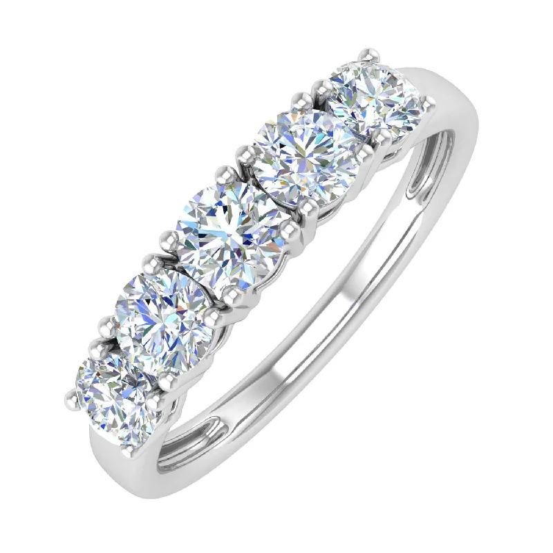 1 Carat 5-Stone Diamond Wedding Band Ring in Gold